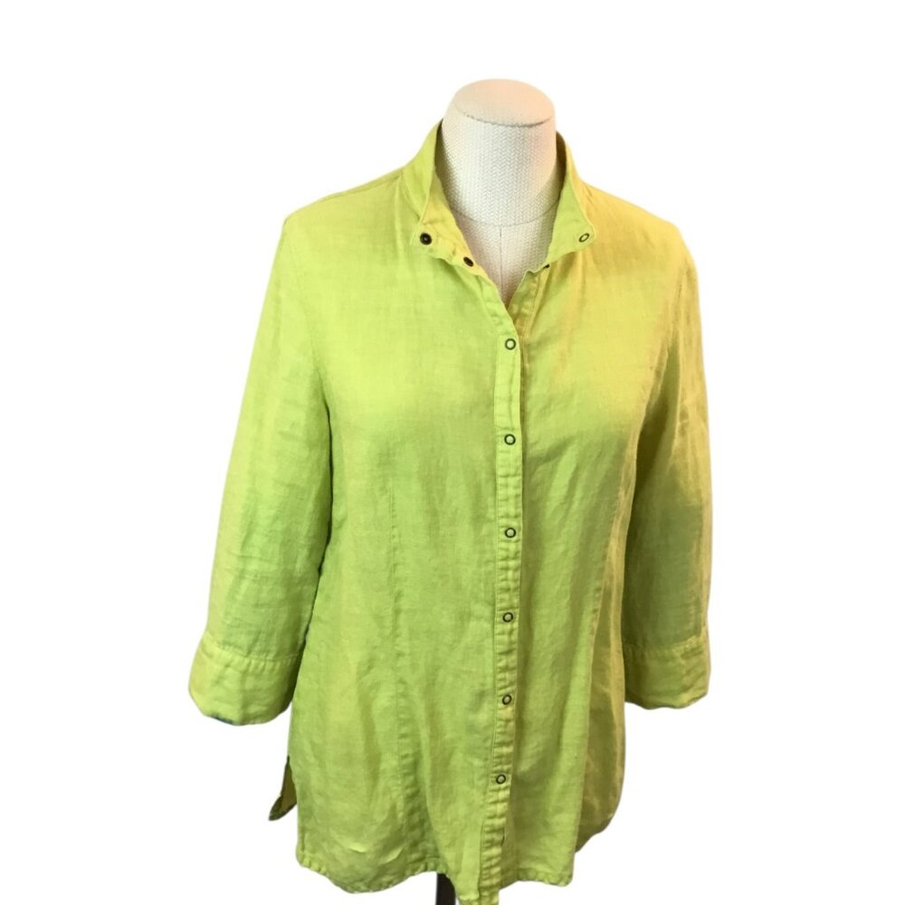 Womens Cotton/Linen Lime Button-Up Jacket S/M